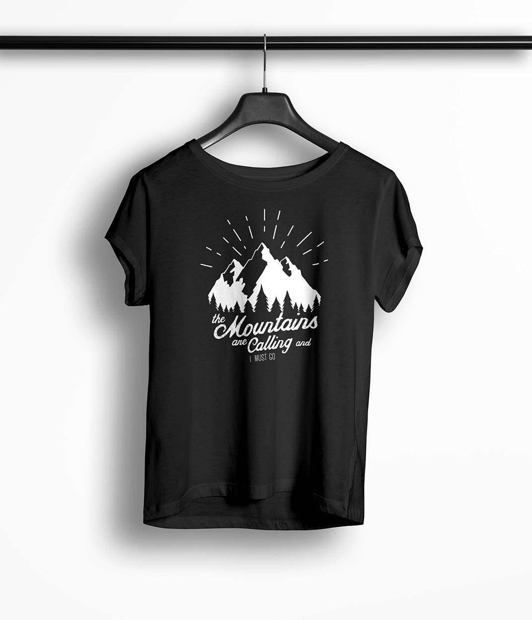 Tricou Femei Personalizat The Mountains Are Calling and I Must Go - Femei-Negru