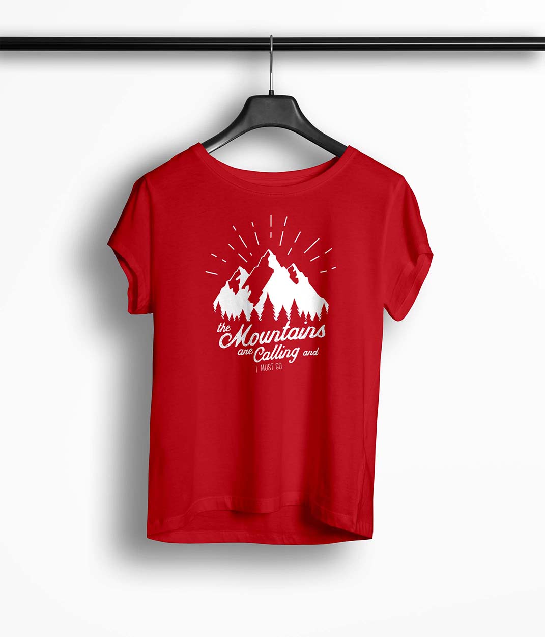 Tricou Femei Personalizat The Mountains Are Calling and I Must Go - Femei-Rosu