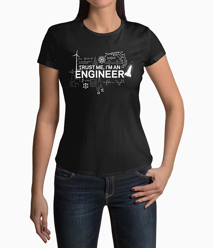Tricou Femei Personalizat Trust Me I'm An Engineer - Femei-Negru