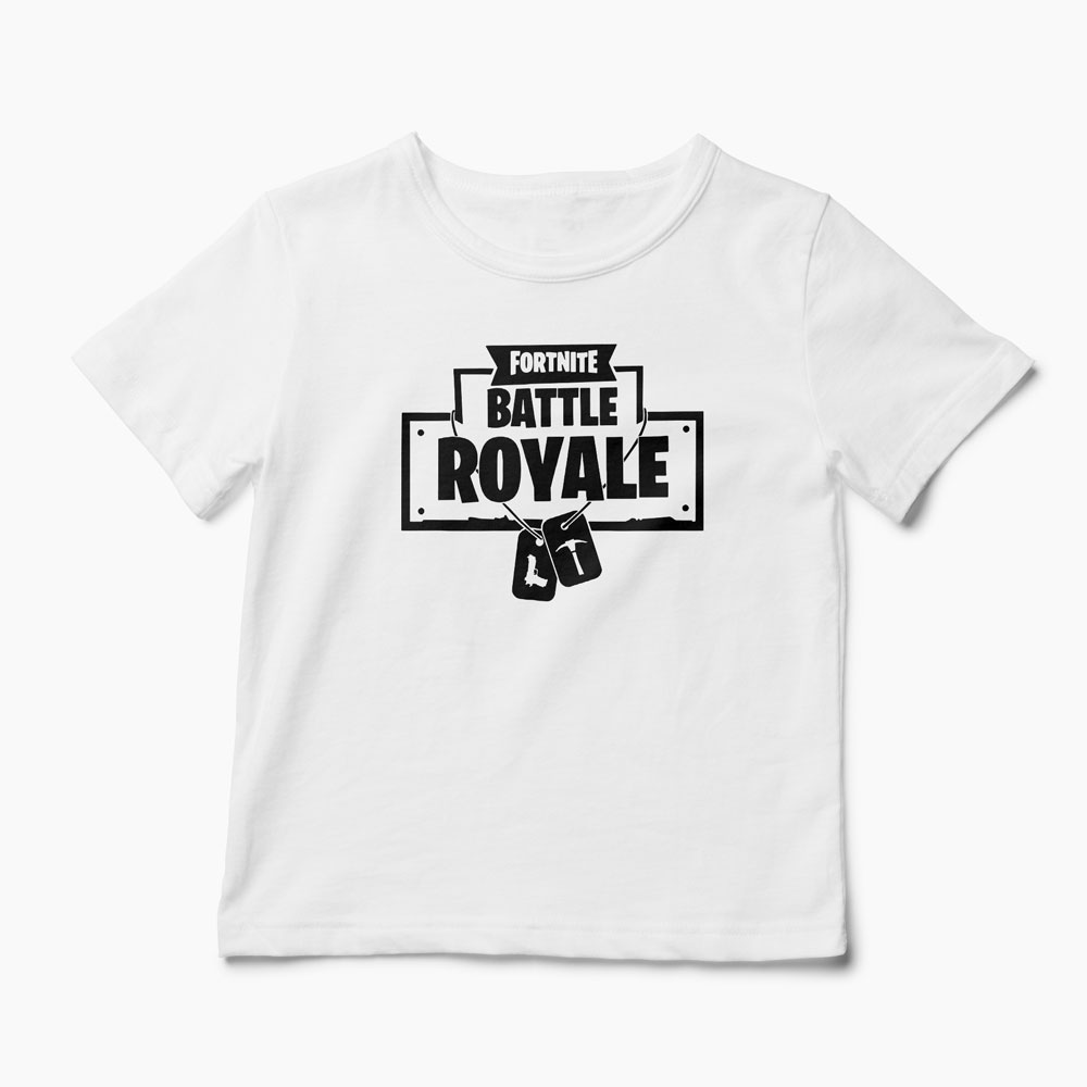 Tricou Fortnite Dog Tag - Copii-Alb