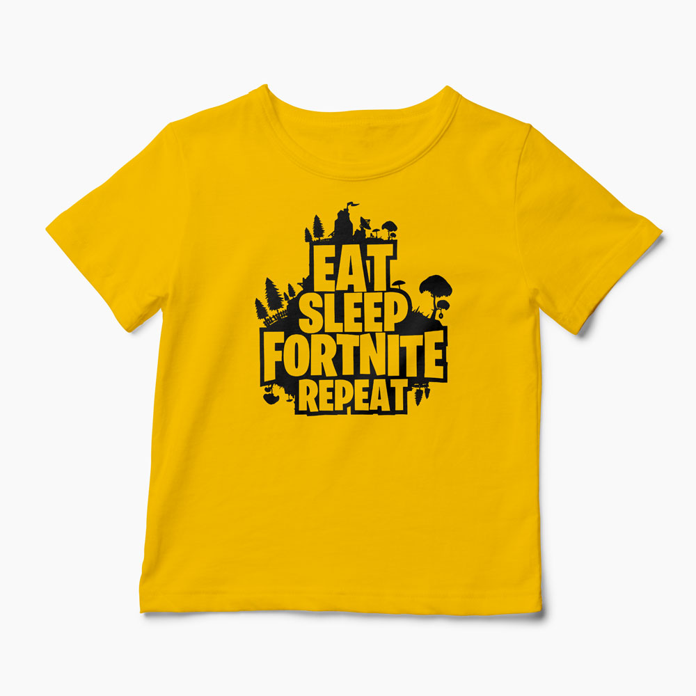 Tricou Fortnite Eat Sleep Repeat - Copii-Galben