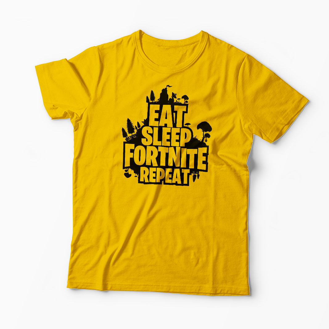 Tricou Fortnite Eat Sleep Repeat - Bărbați-Galben