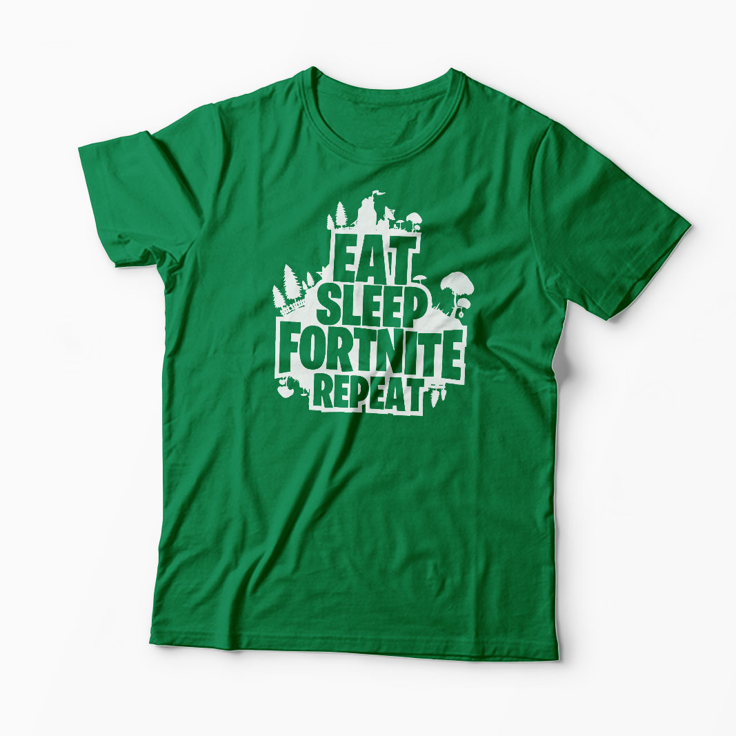 Tricou Fortnite Eat Sleep Repeat - Bărbați-Verde