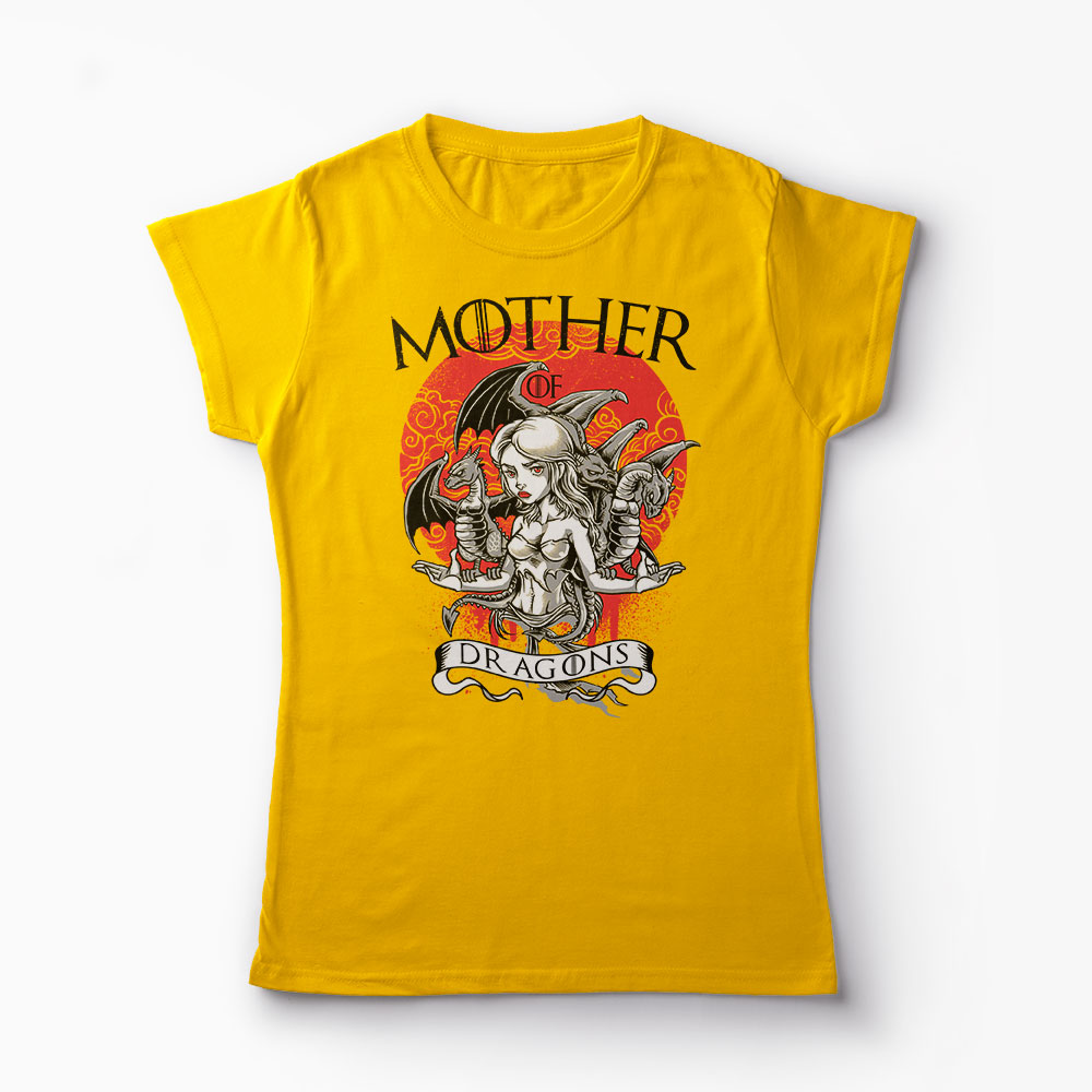 Tricou Game of Thrones - Mother of Dragons - Femei-Galben