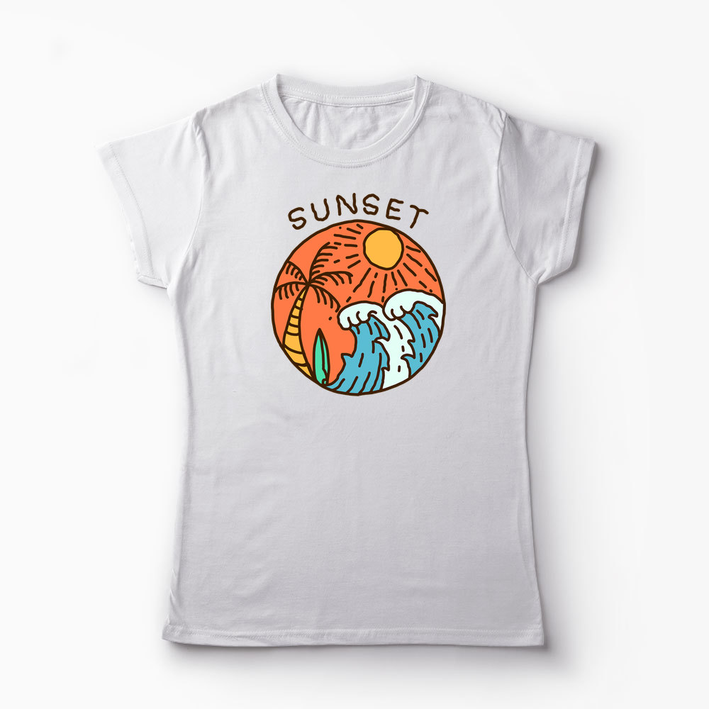 Tricou Grafic Ocean Sezon Vară - Femei-Alb
