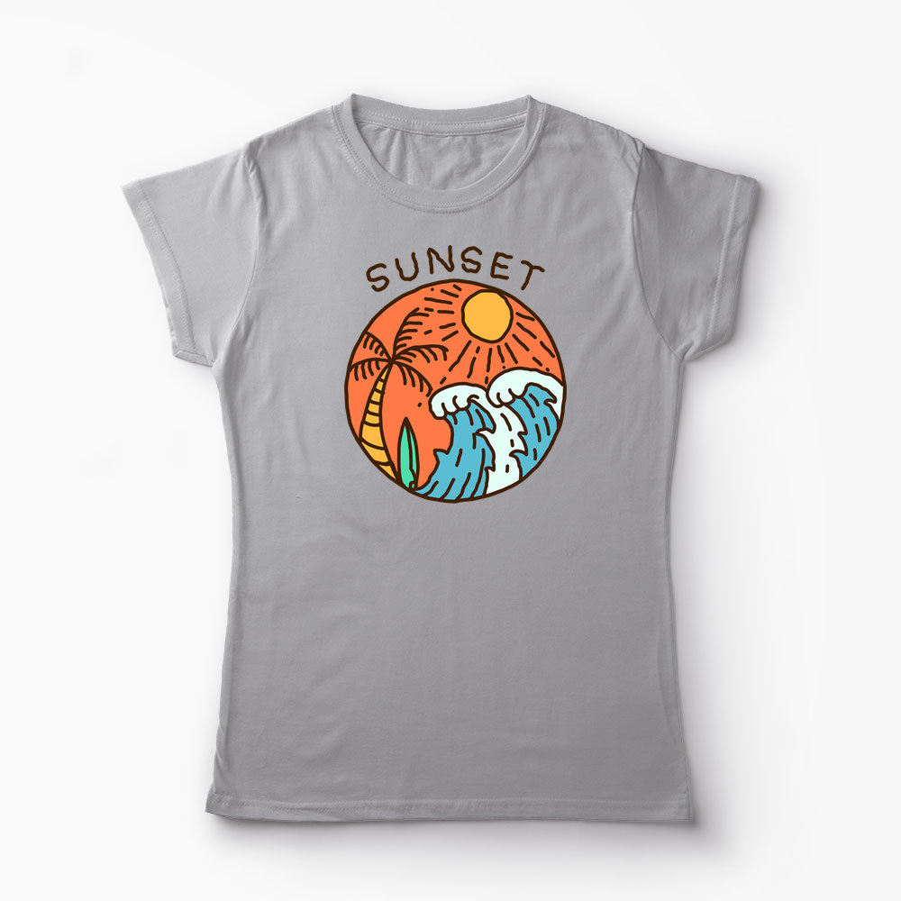 Tricou Grafic Ocean Sezon Vară - Femei-Gri