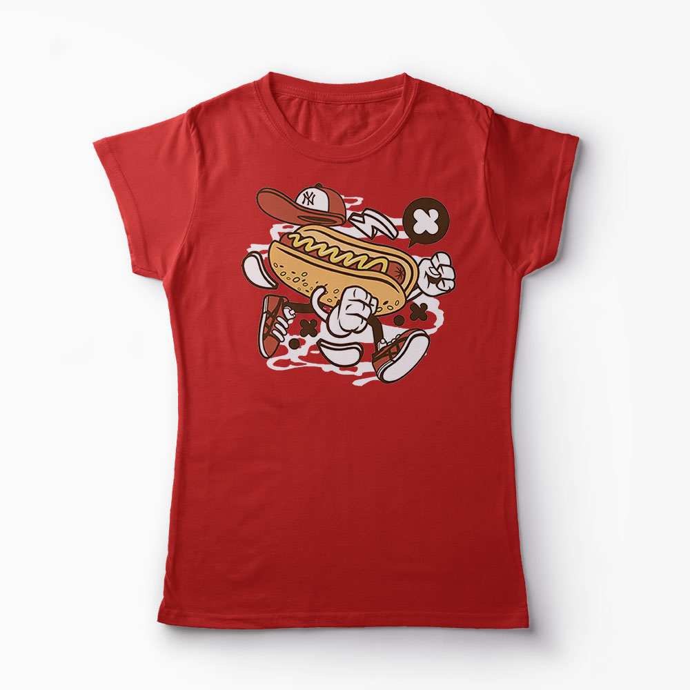 Tricou HotDog NYC - Femei-Roșu