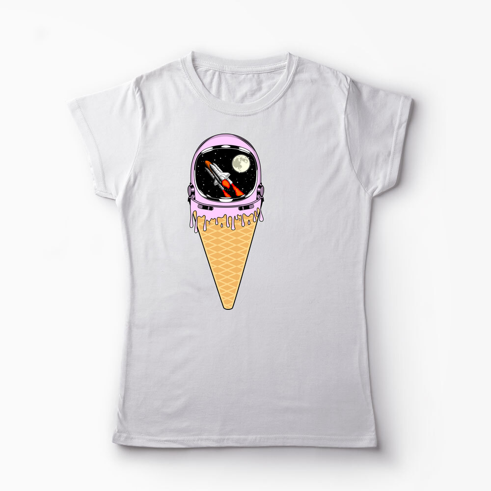 Tricou Înghețată Astronaut - Femei-Alb