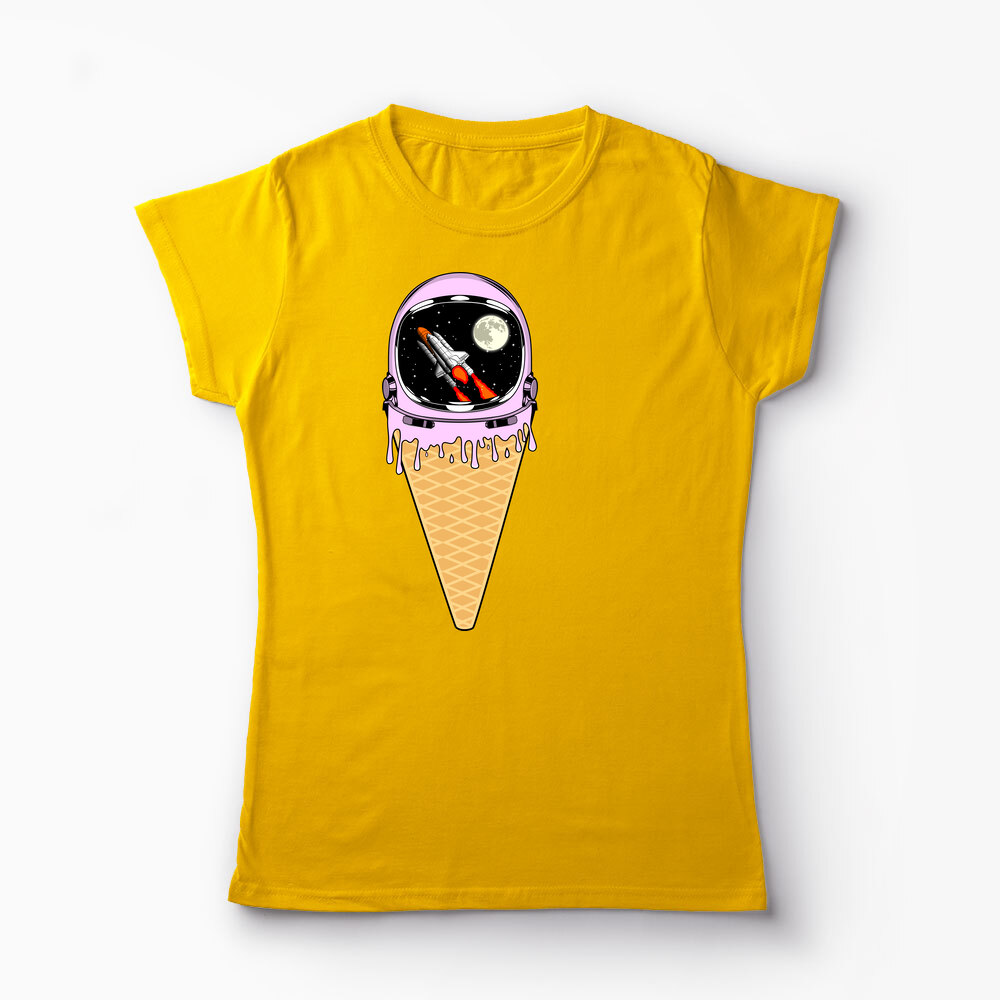 Tricou Înghețată Astronaut - Femei-Galben