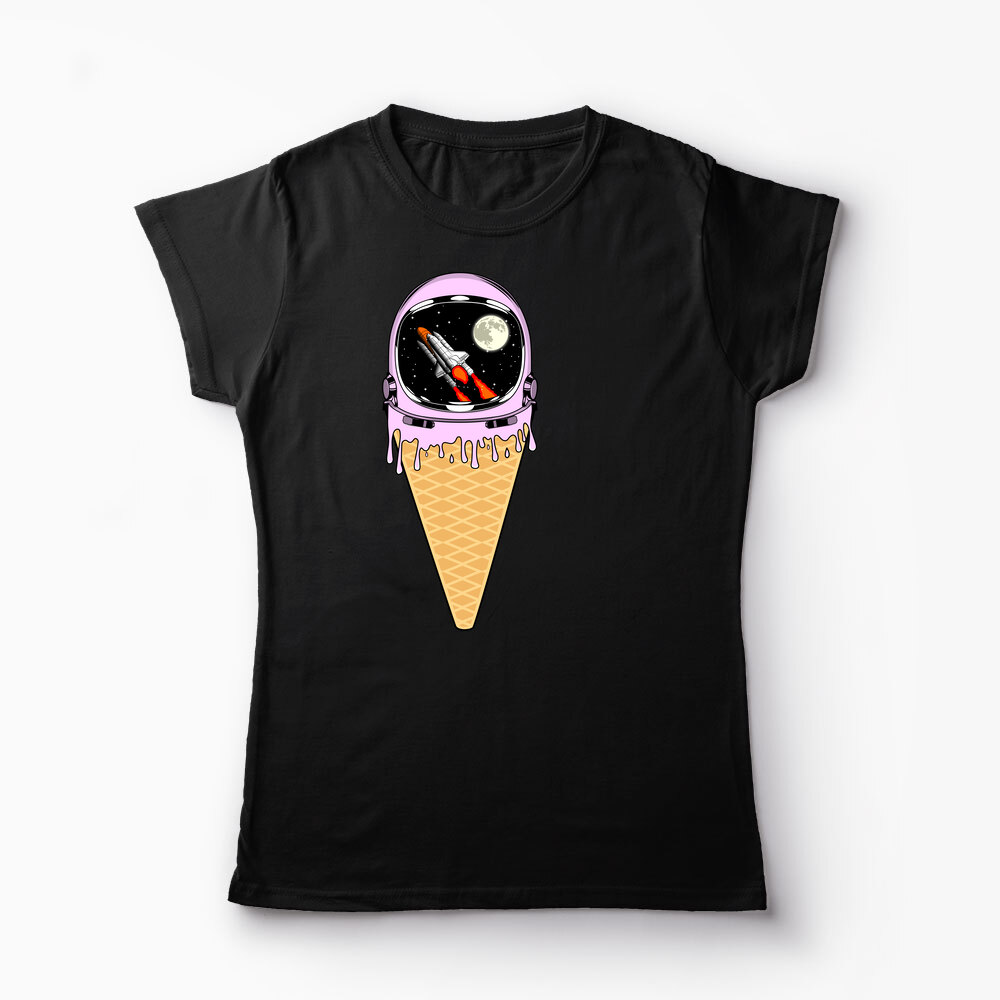 Tricou Înghețată Astronaut - Femei-Negru