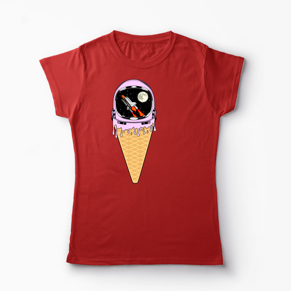 Tricou Înghețată Astronaut - Femei-Roșu