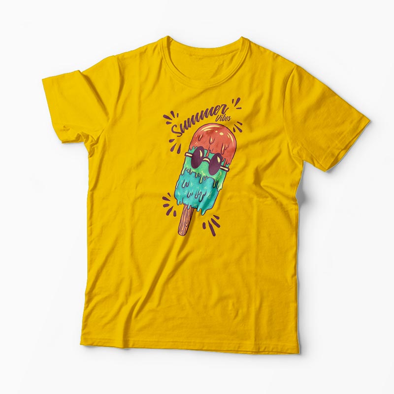 Tricou Summer Vibes Înghețată de Vară - Bărbați-Galben