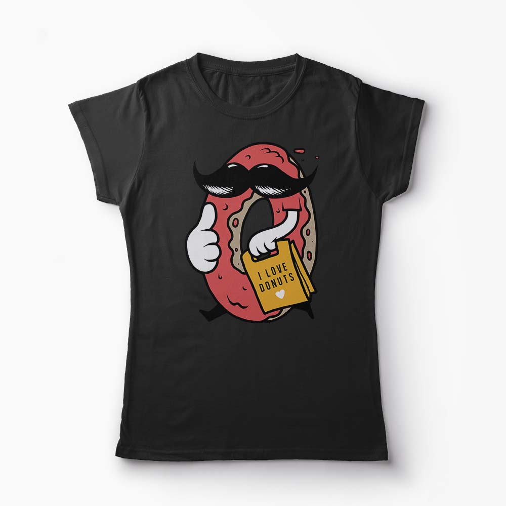 Tricou Iubesc Donut-urile - Femei-Negru