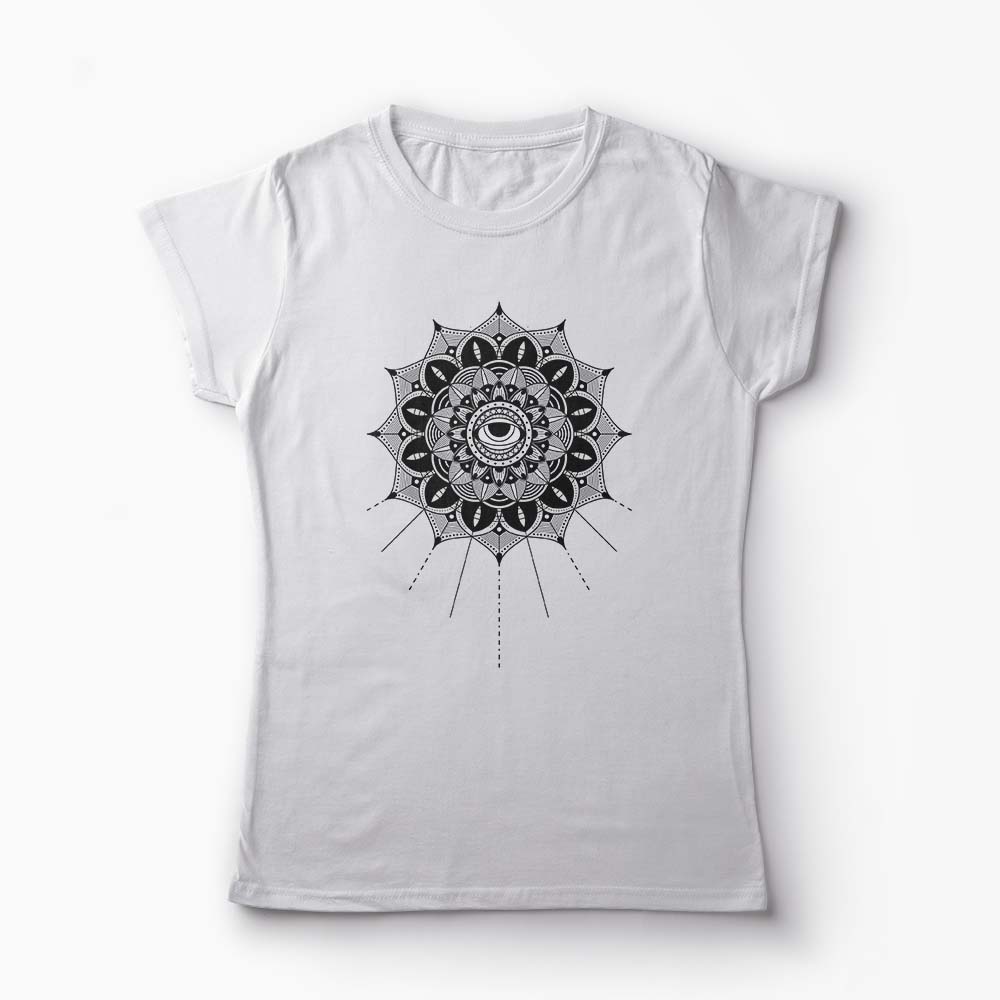 Tricou Mandala Sun - Femei-Alb