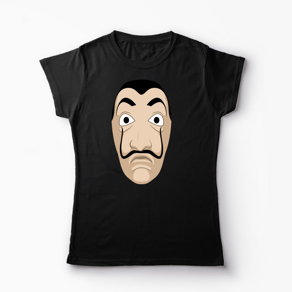 Tricou Mască Dali - Casa de Papel - Femei-Negru