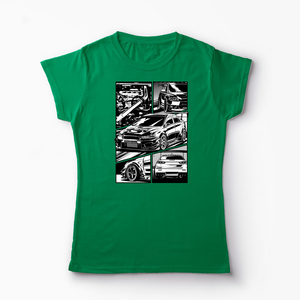 Tricou Mitsubishi Lancer Evo X - Femei-Verde