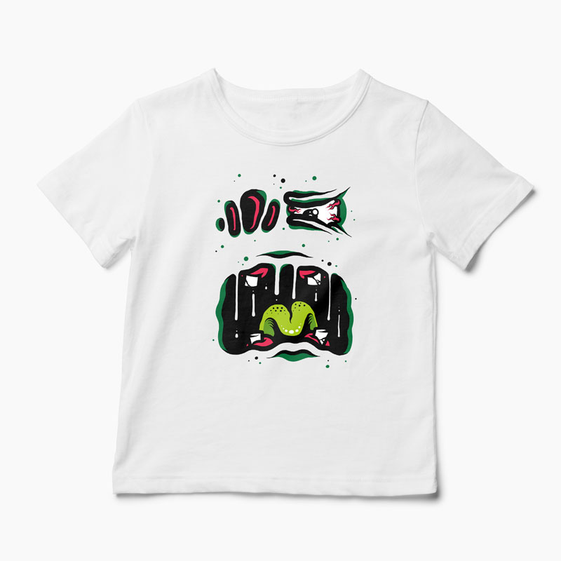 Tricou Monstru - Copii-Alb