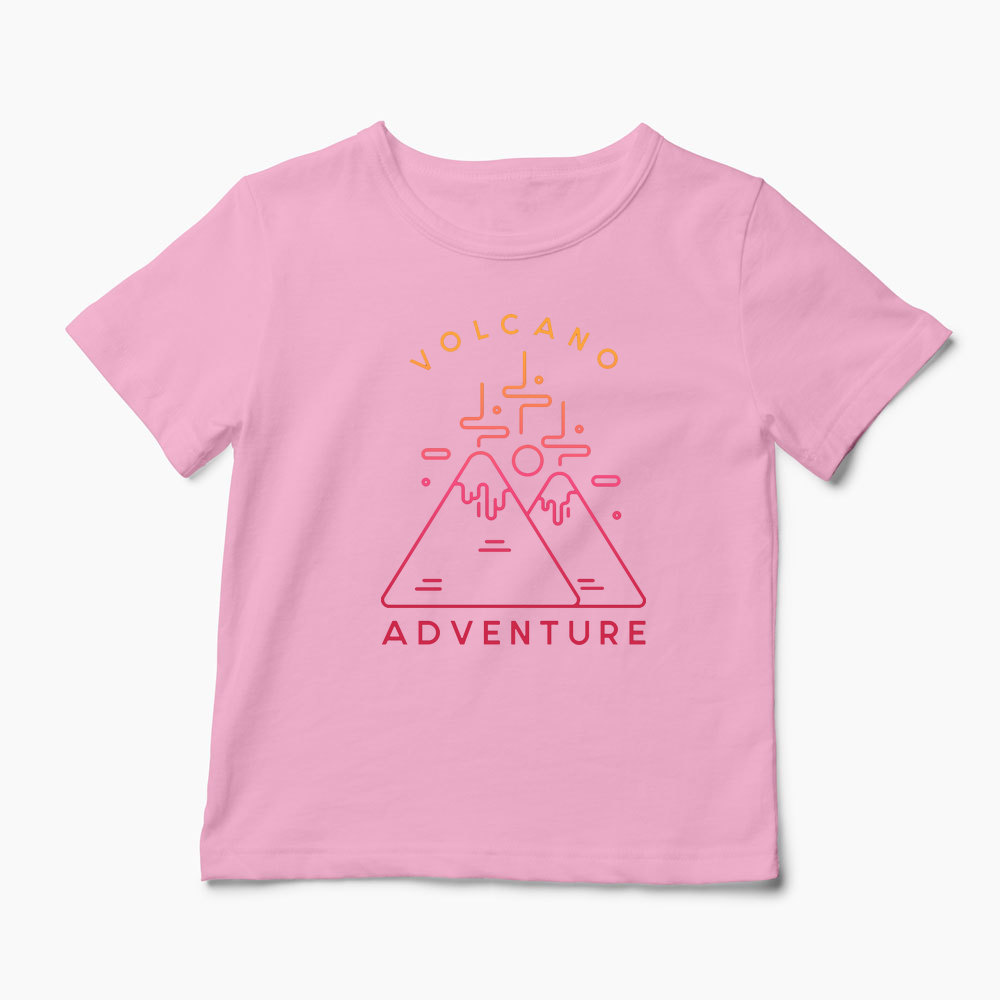 Tricou Munți Vulcani Aventură - Copii-Roz