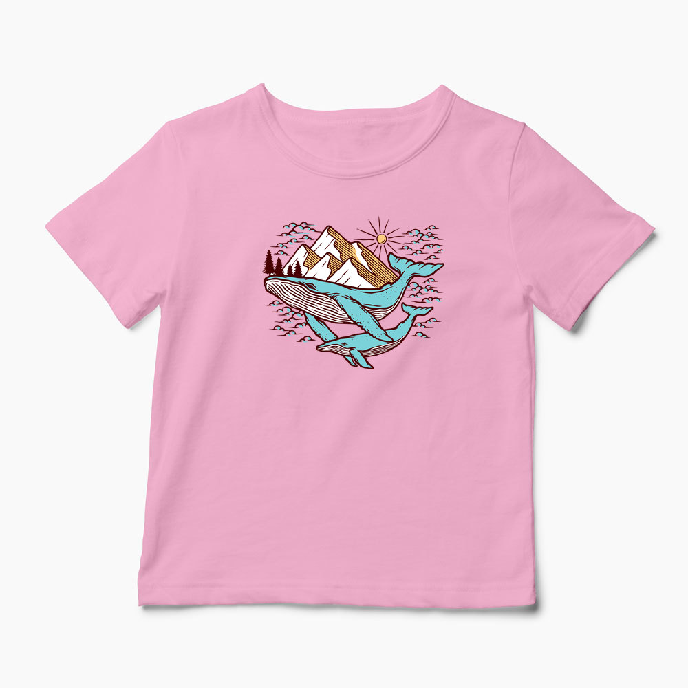 Tricou Natură Balene și Munți - Copii-Roz
