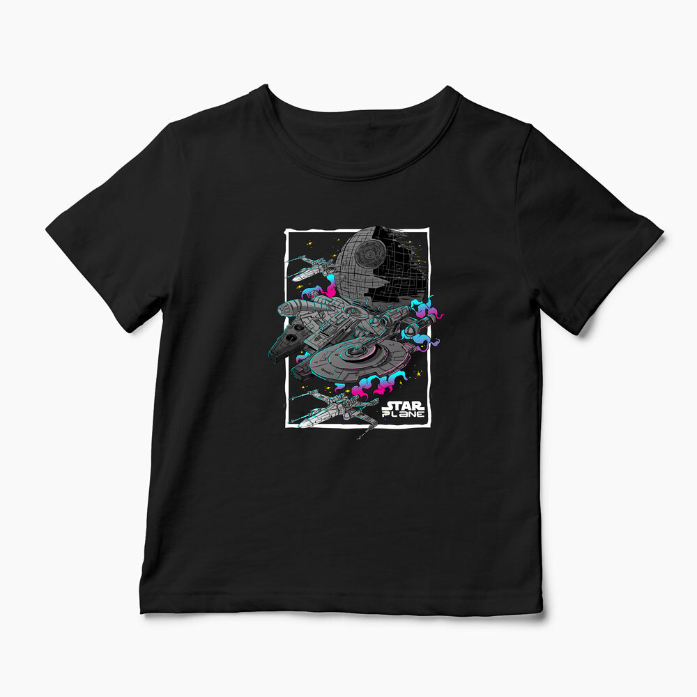 Tricou Nave Spațiale Star Wars - Star Trek - Copii-Negru