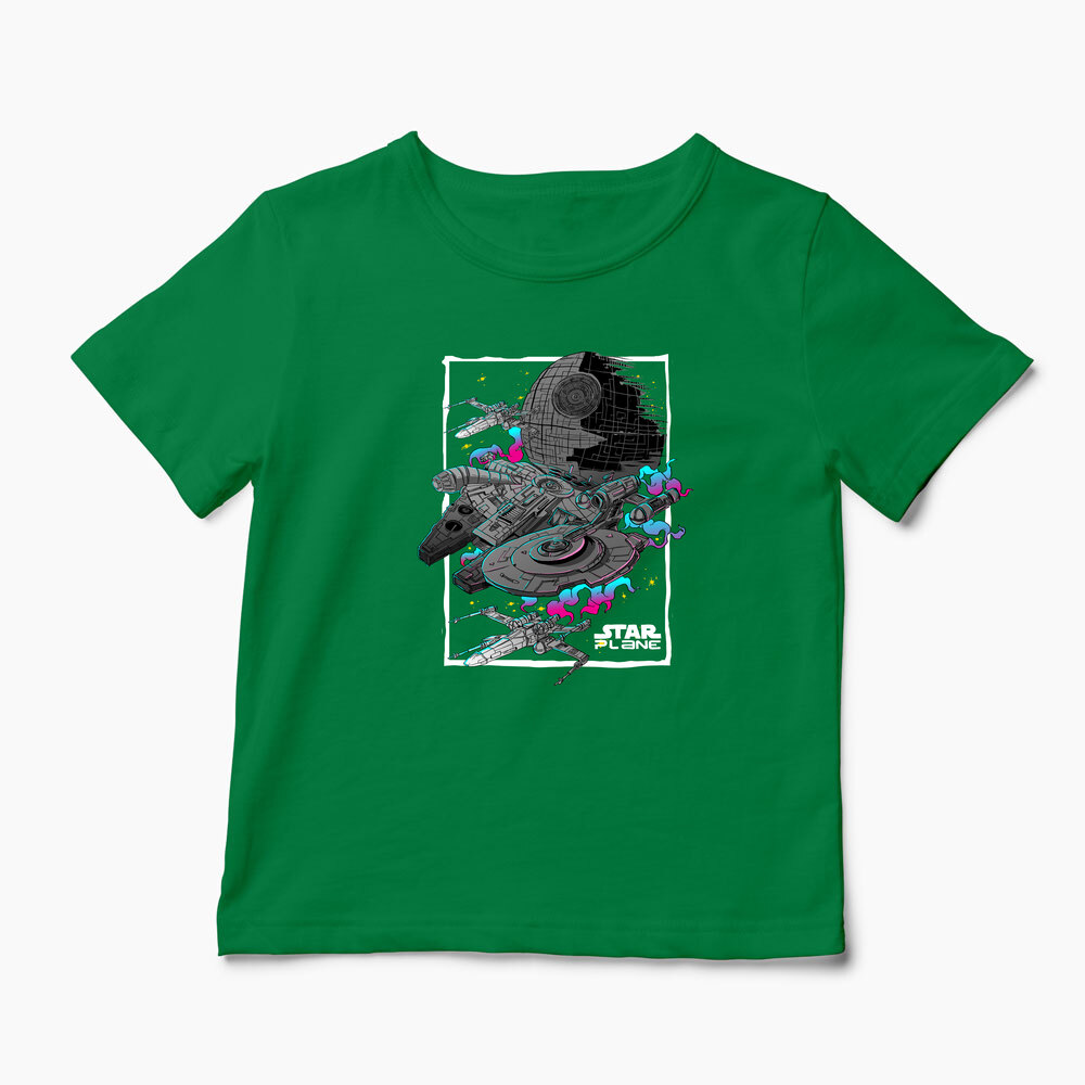 Tricou Nave Spațiale Star Wars - Star Trek - Copii-Verde