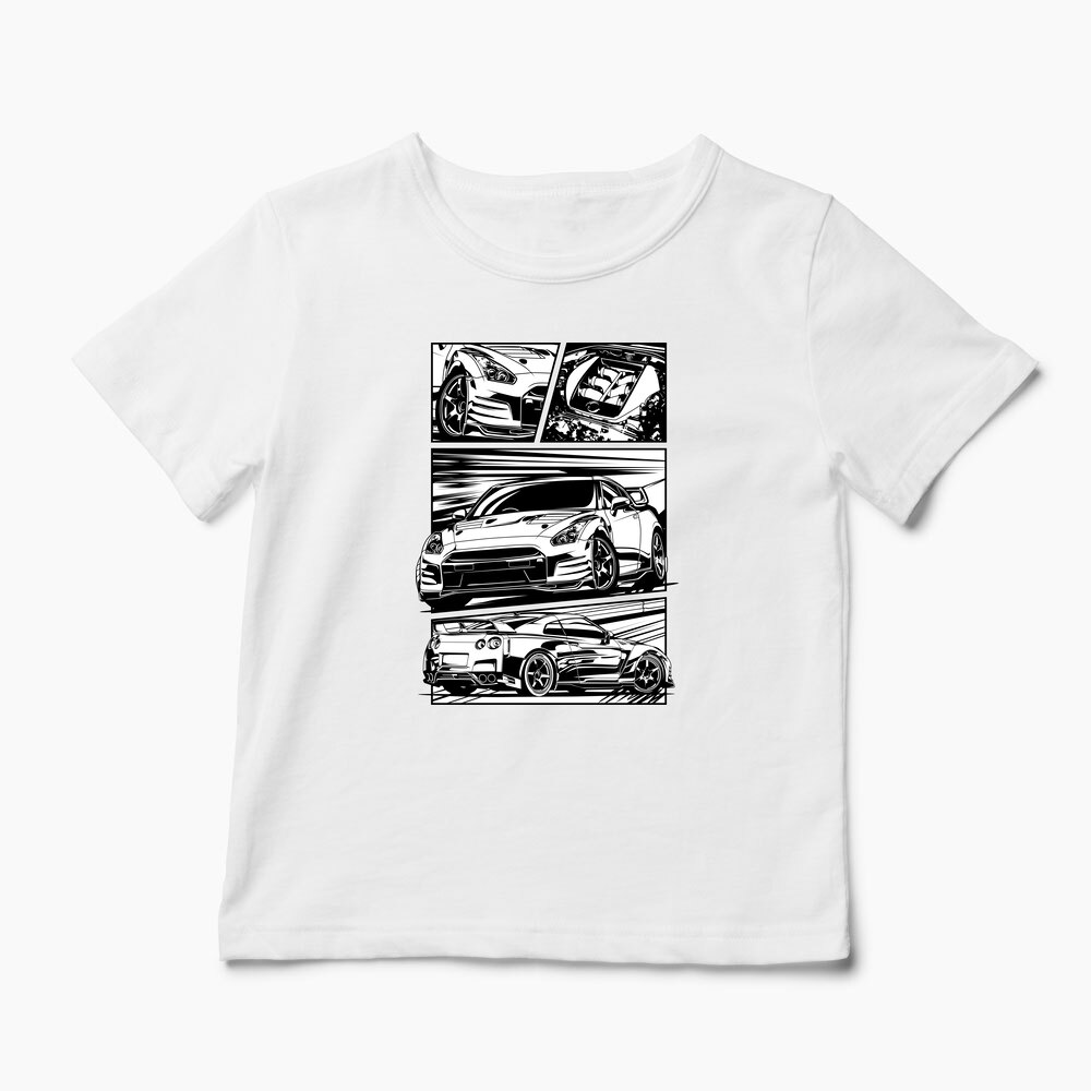 Tricou Nissan GTR R35 - Copii-Alb
