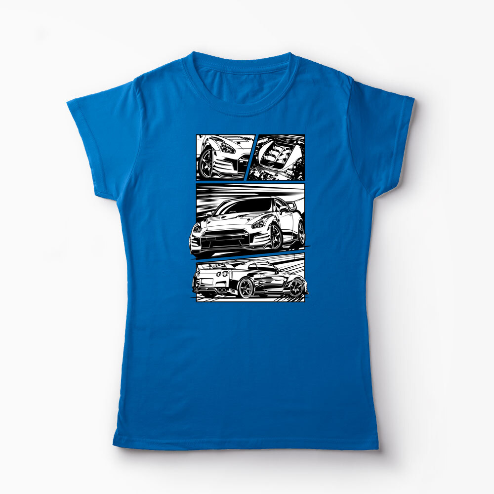 Tricou Nissan GTR R35 - Femei-Albastru Regal