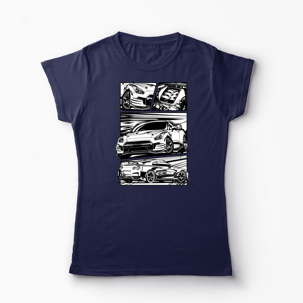 Tricou Nissan GTR R35 - Femei-Bleumarin