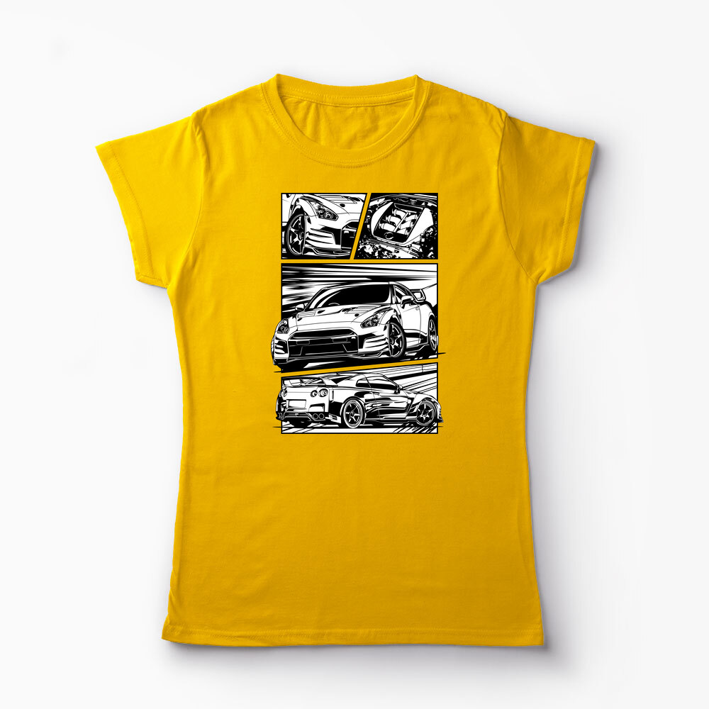 Tricou Nissan GTR R35 - Femei-Galben