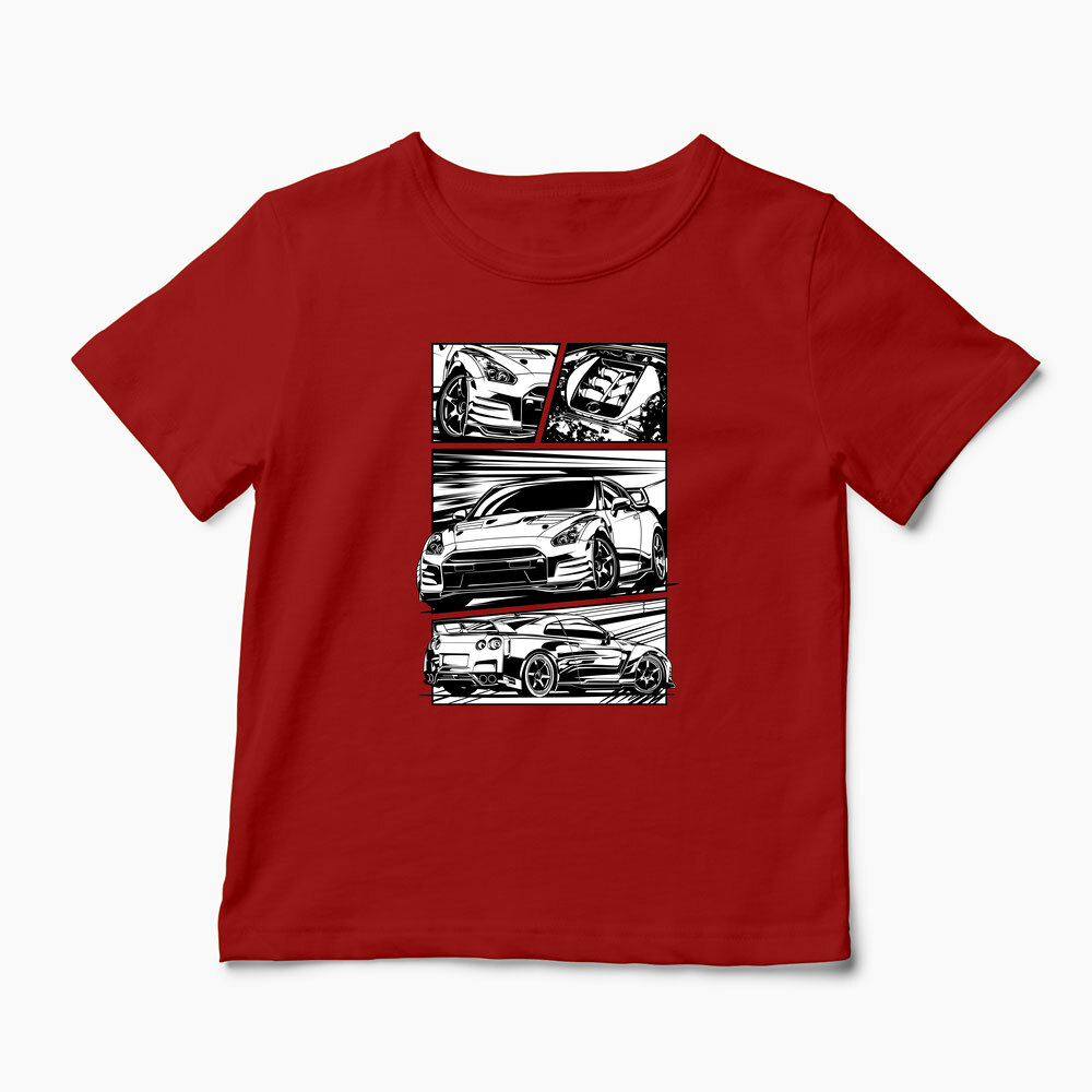 Tricou Nissan GTR R35 - Copii-Roșu