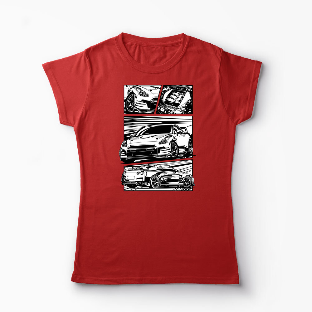 Tricou Nissan GTR R35 - Femei-Roșu