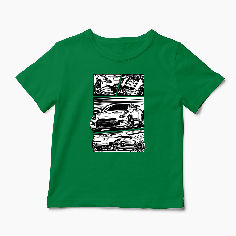 Tricou Nissan GTR R35 - Copii-Verde