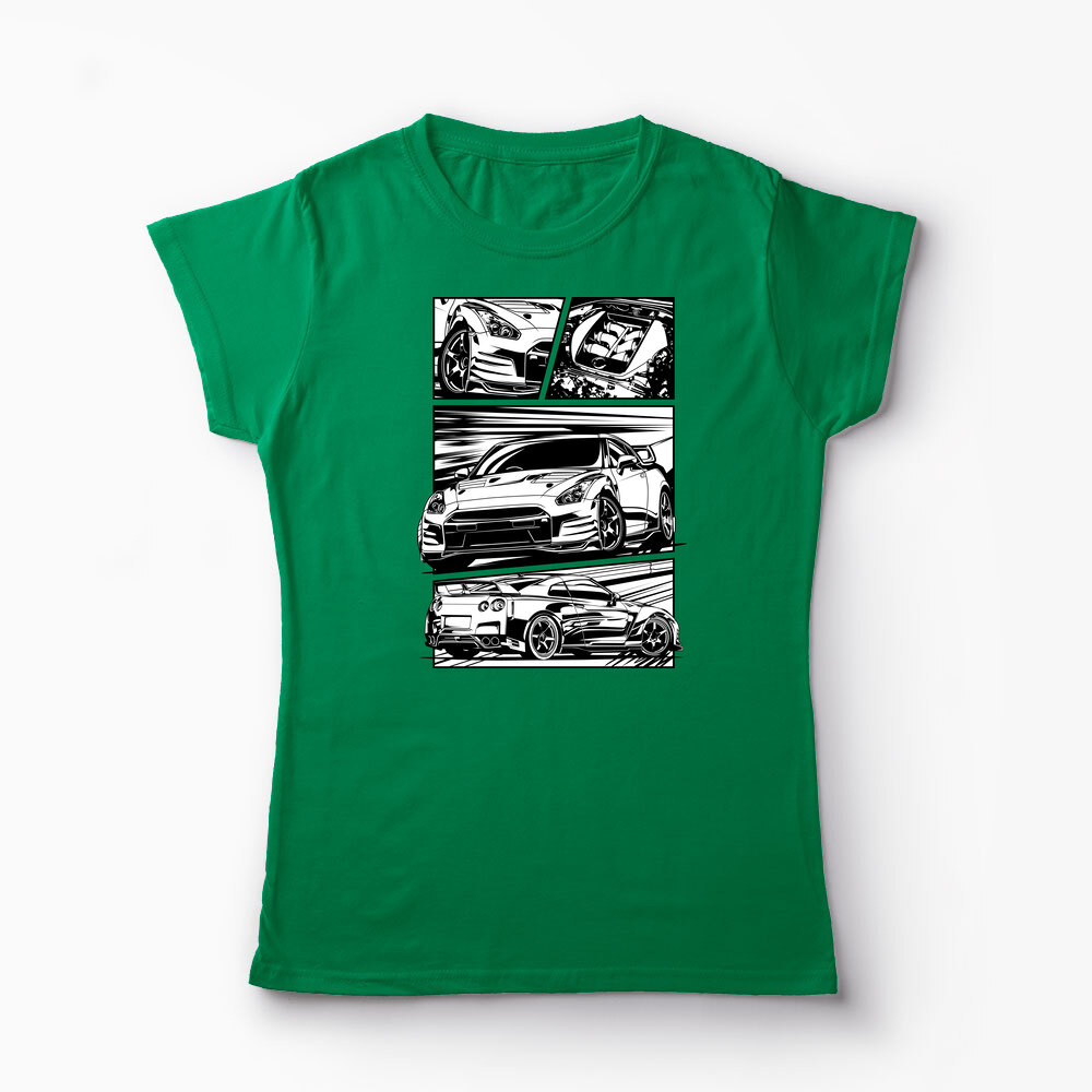 Tricou Nissan GTR R35 - Femei-Verde