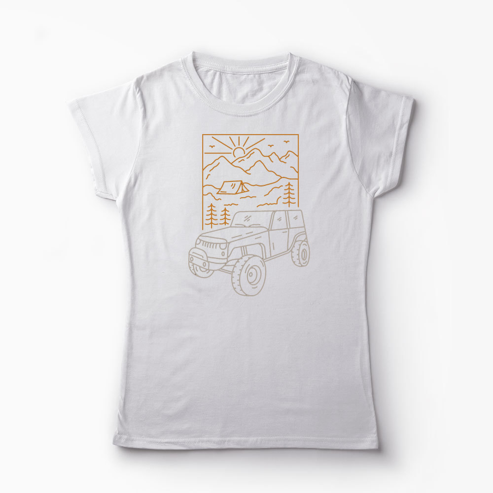 Tricou Off Roader Camping - Femei-Alb