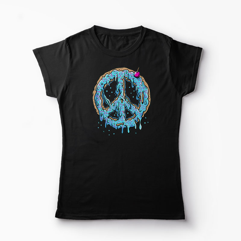 Tricou Peace Cake - Tort de Pace - Femei-Negru
