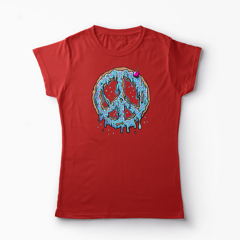 Tricou Peace Cake - Tort de Pace - Femei-Roșu