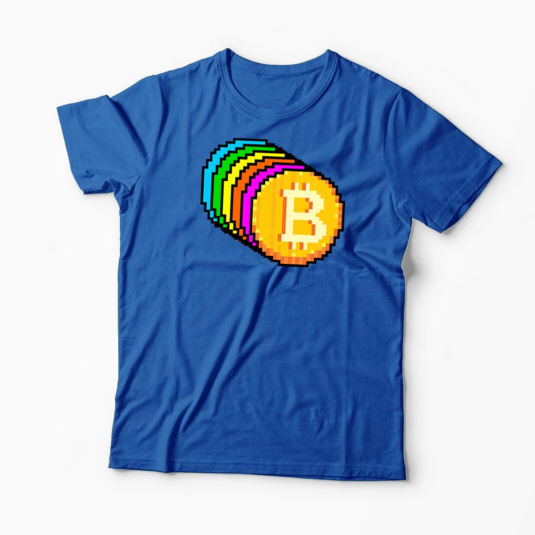 Tricou Personalizat Bitcoin Curcubeu - Bărbați-Albastru Regal