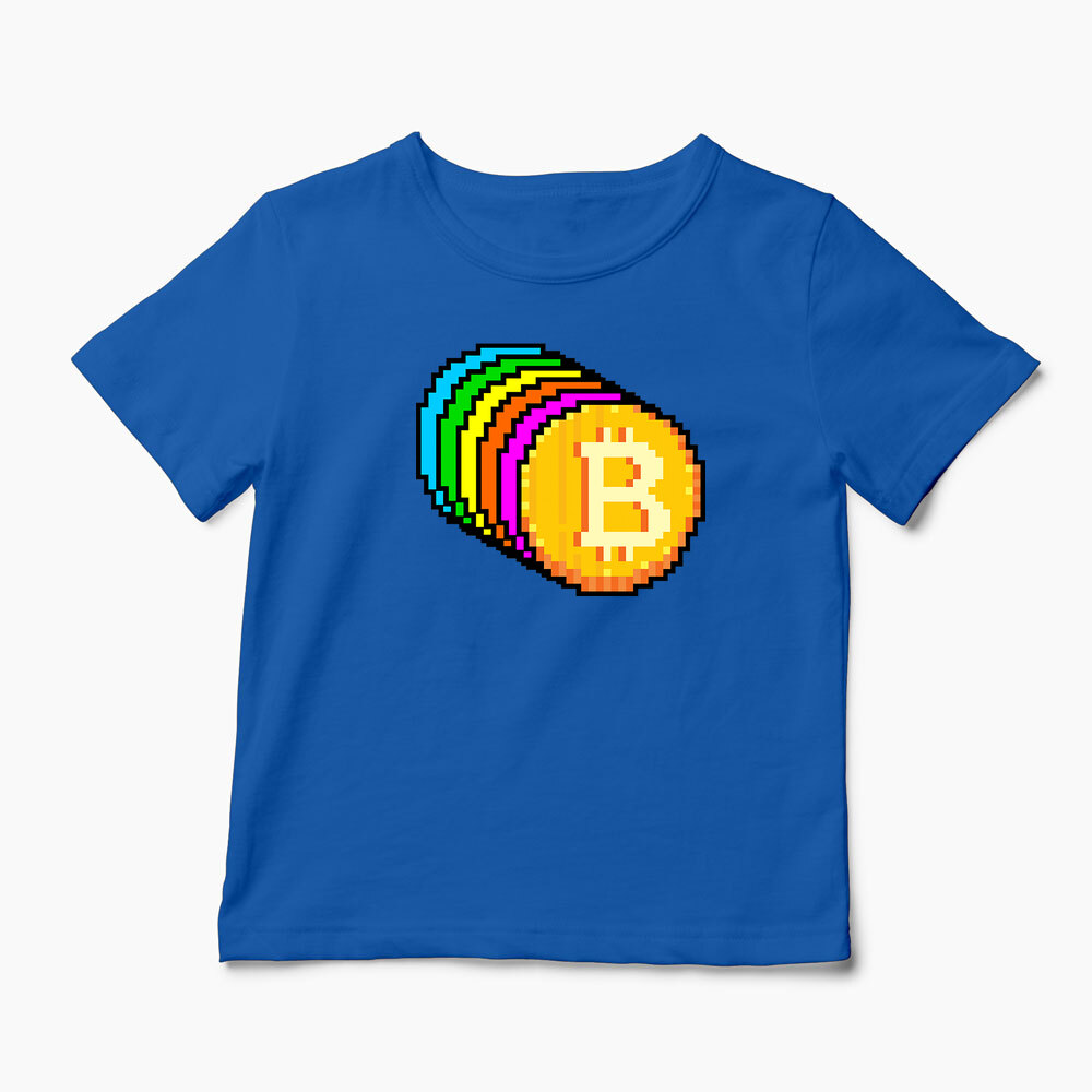 Tricou Personalizat Bitcoin Curcubeu - Copii-Albastru Regal