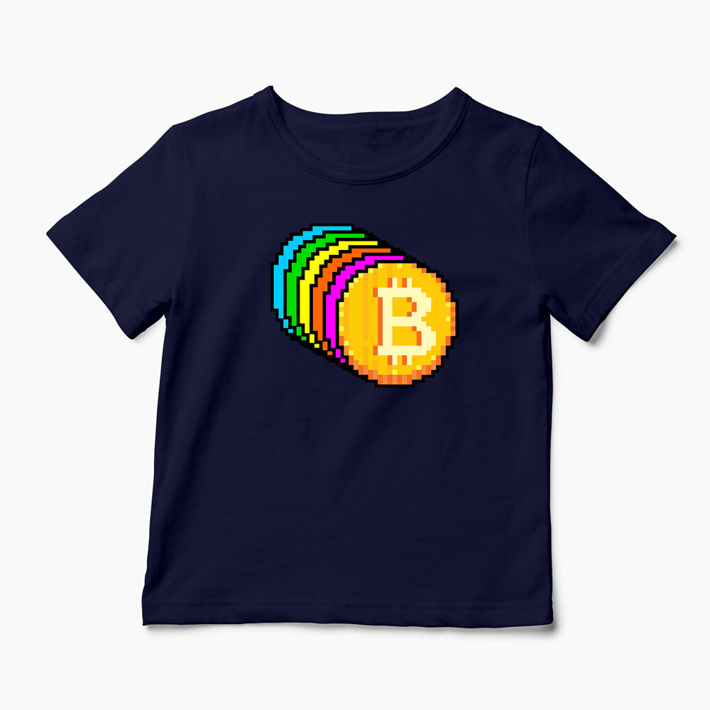 Tricou Personalizat Bitcoin Curcubeu - Copii-Bleumarin