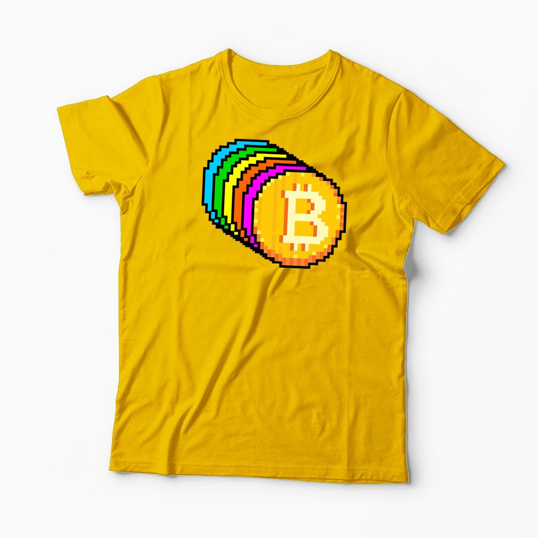 Tricou Personalizat Bitcoin Curcubeu - Bărbați-Galben