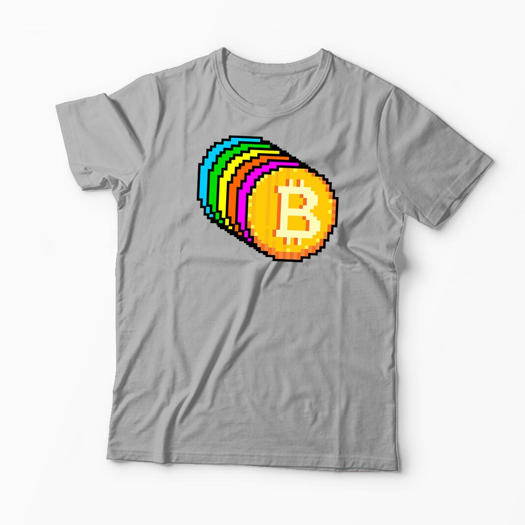 Tricou Personalizat Bitcoin Curcubeu - Bărbați-Gri