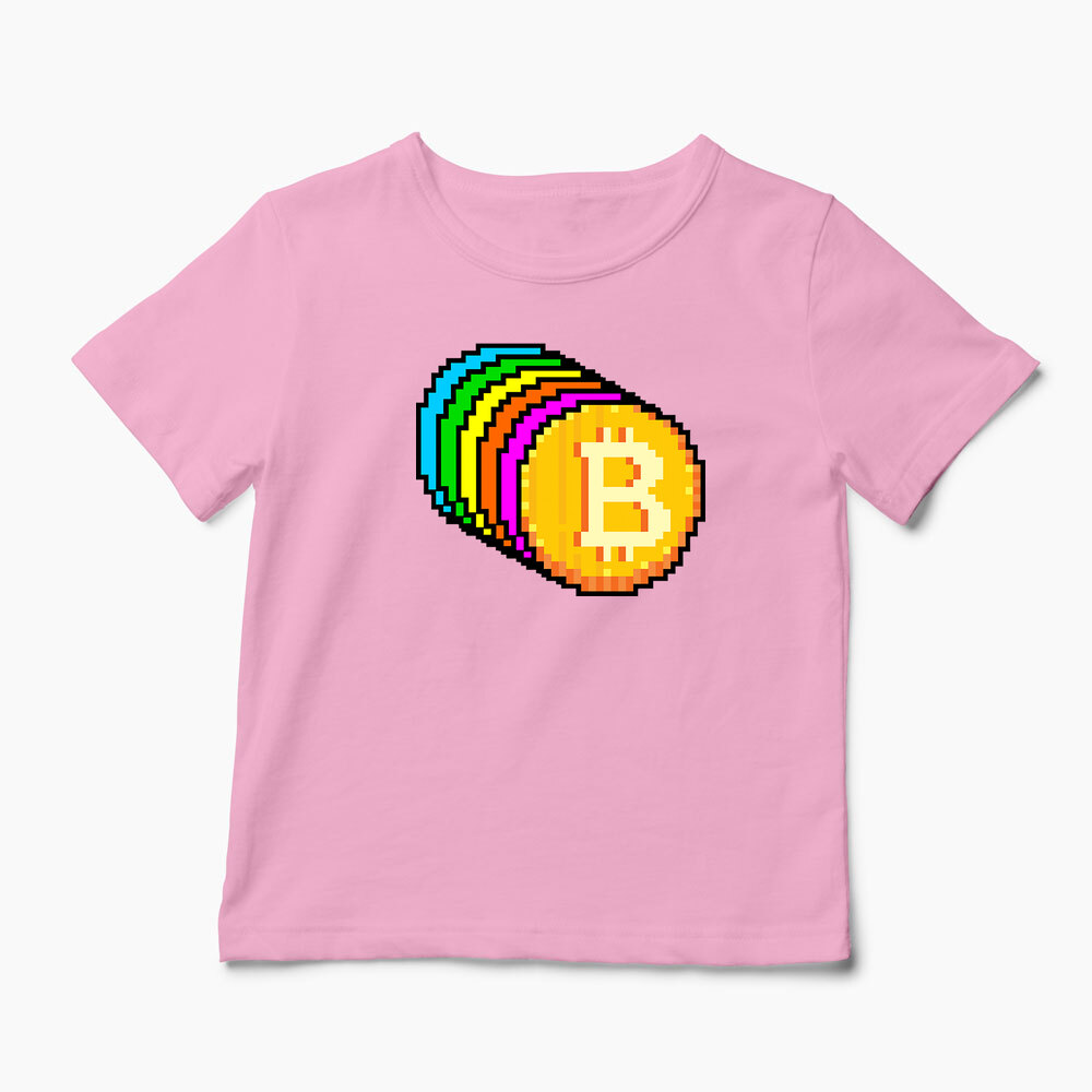 Tricou Personalizat Bitcoin Curcubeu - Copii-Roz