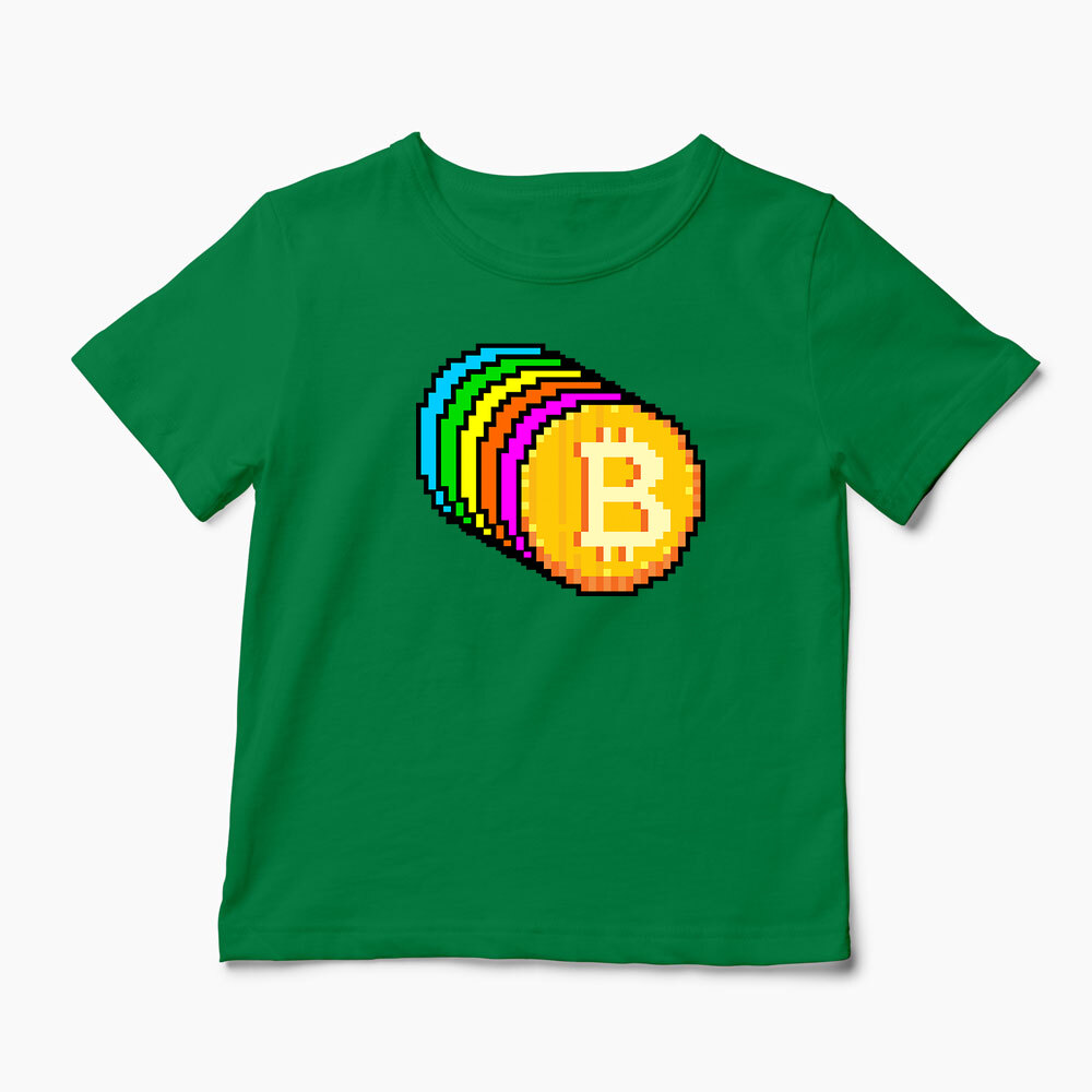 Tricou Personalizat Bitcoin Curcubeu - Copii-Verde