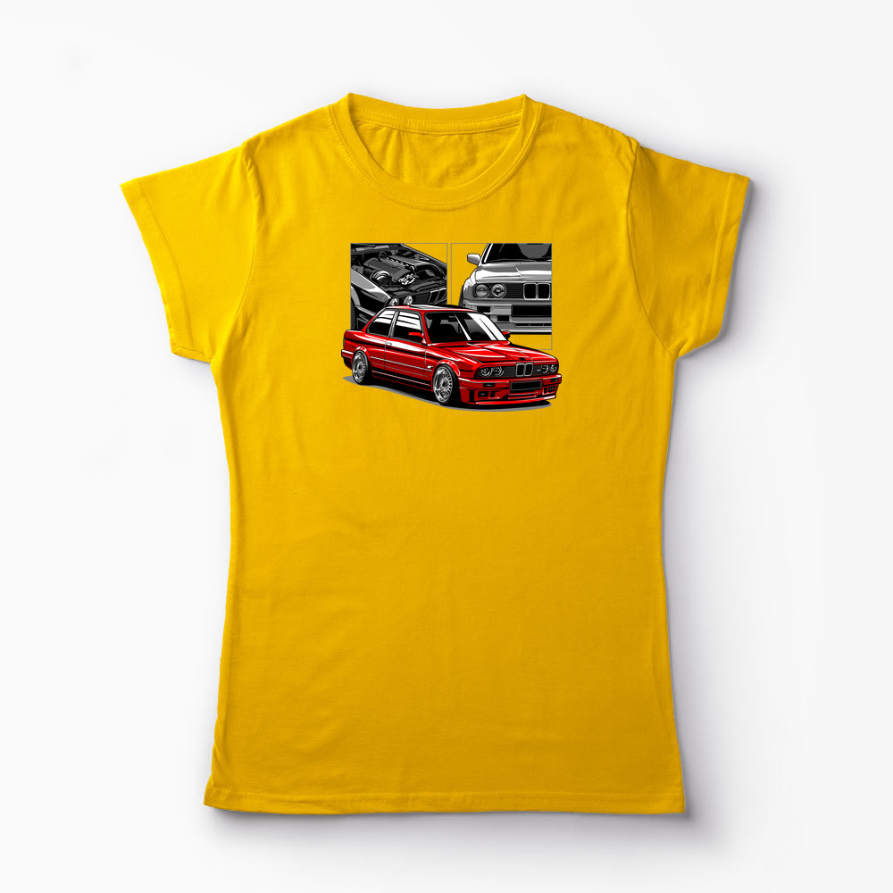 Tricou Personalizat BMW E30 M3 - Femei-Galben