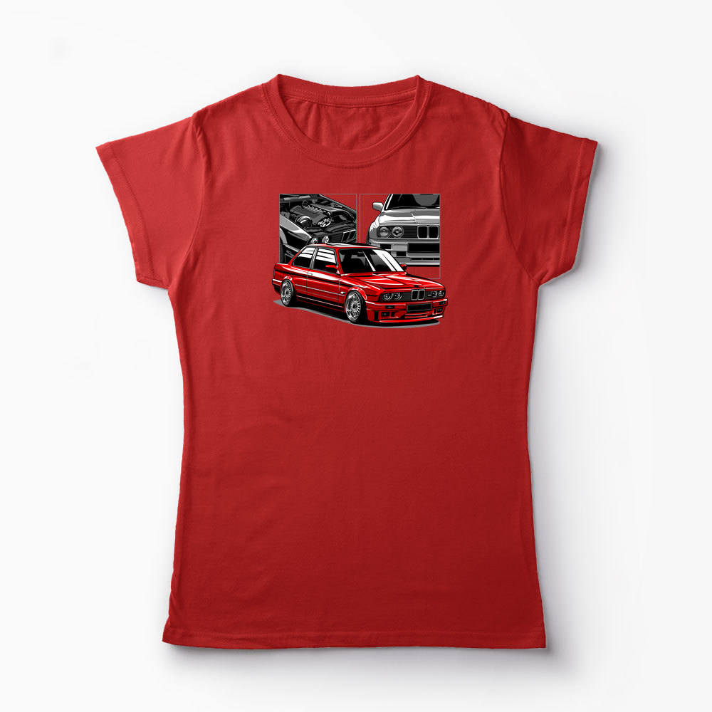 Tricou Personalizat BMW E30 M3 - Femei-Roșu