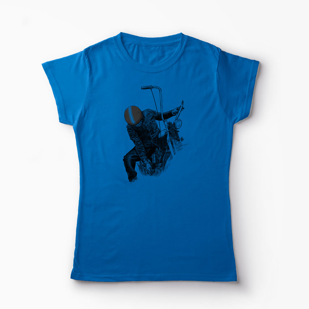 Tricou Personalizat Chopper Biker Life - Femei-Albastru Regal