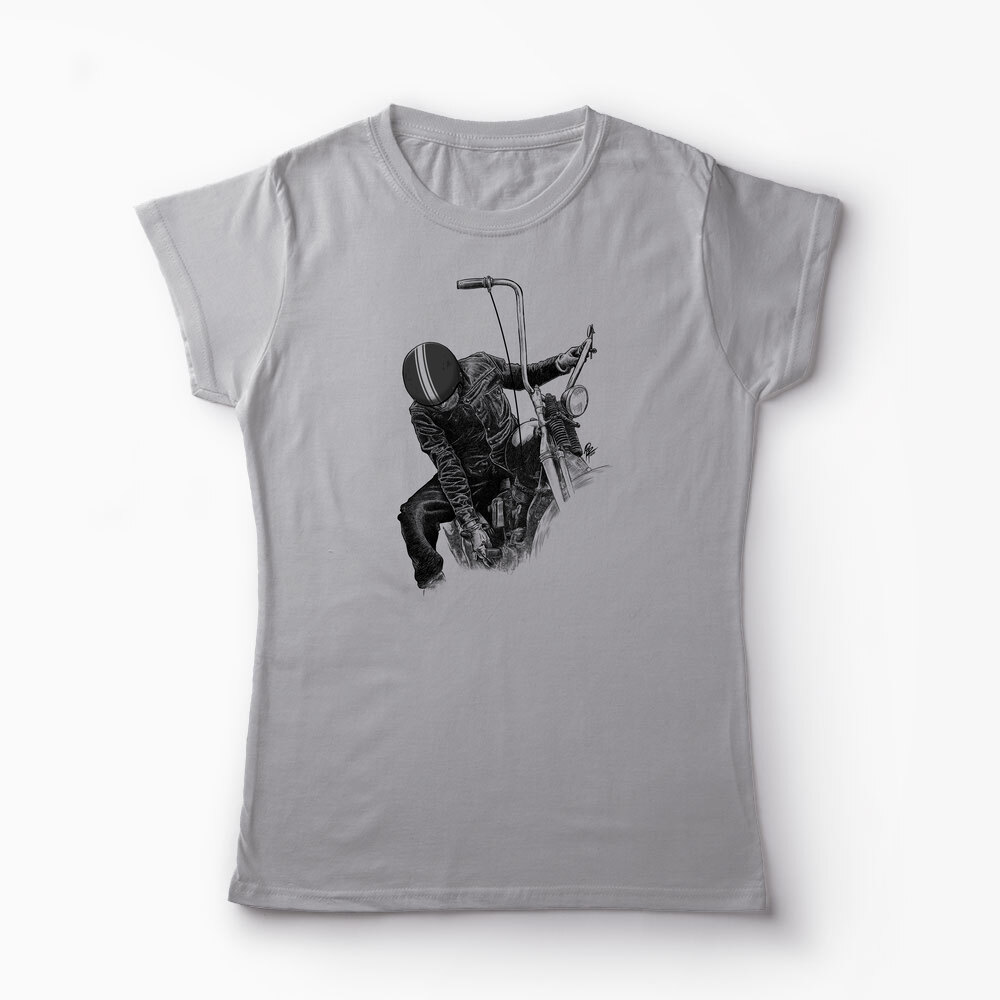 Tricou Personalizat Chopper Biker Life - Femei-Gri