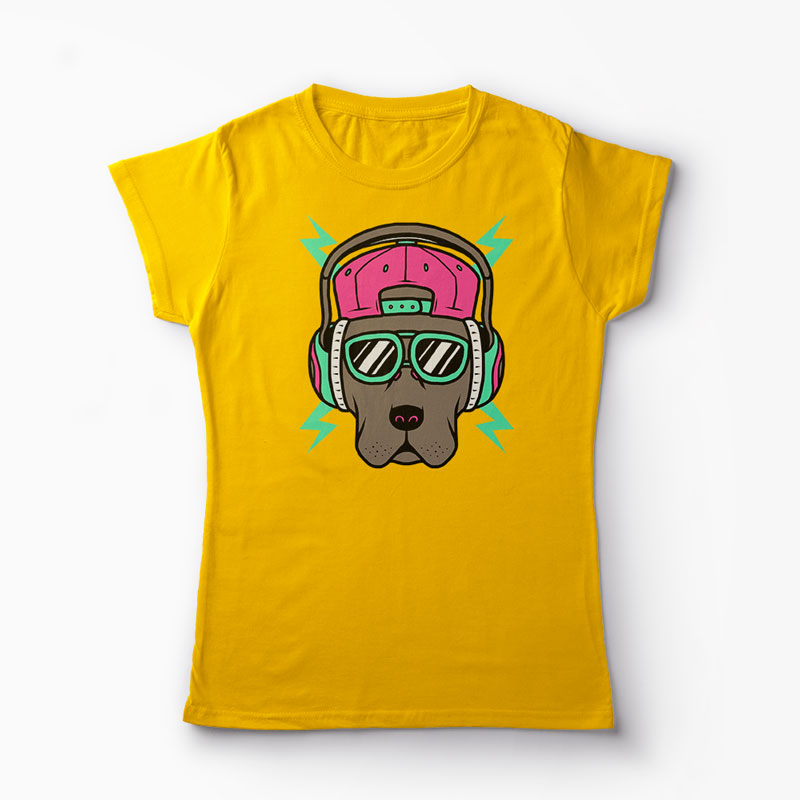 Tricou Personalizat Cool Dog - Femei-Galben