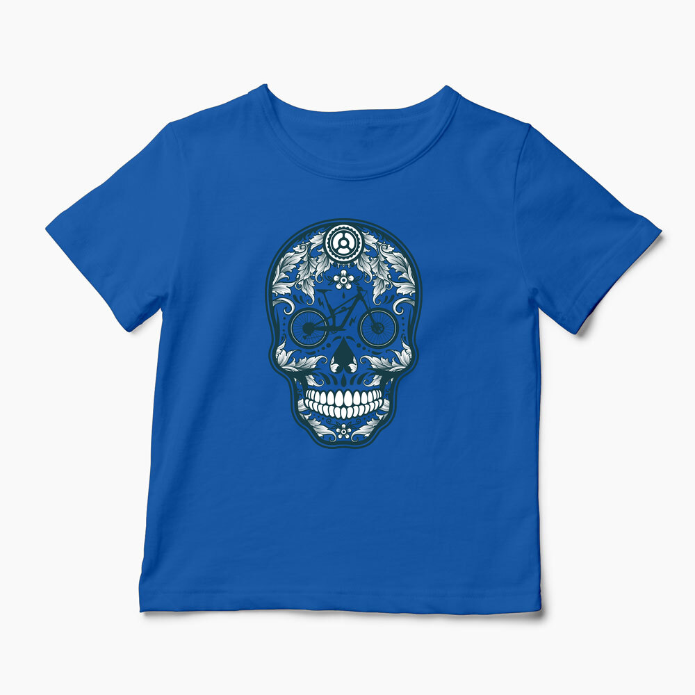 Tricou Personalizat Craniu Downhill Mountain Bike - Copii-Albastru Regal