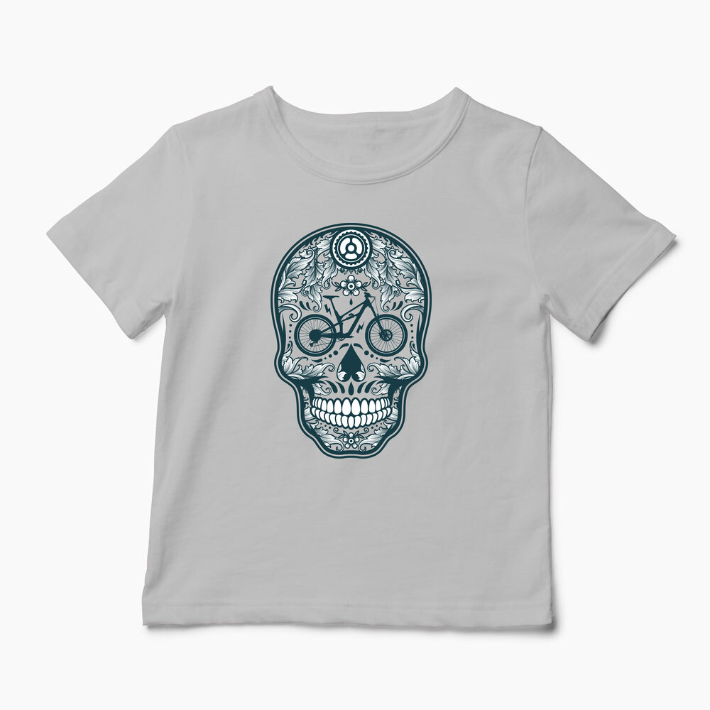 Tricou Personalizat Craniu Downhill Mountain Bike - Copii-Gri